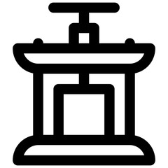 Obraz premium Cheese press. Editable stroke vector icon.