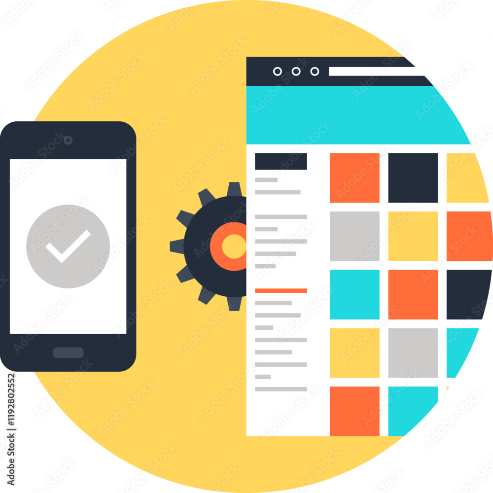 Wall mural app development flat vector web icon