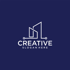 Concept logo design collection of houses building logos modern skyscraper offices vector