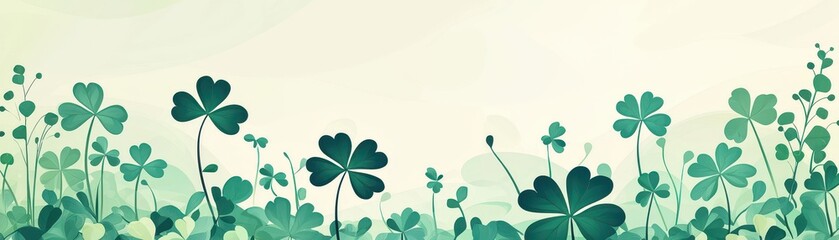 Decorative Flat Shamrock with Minimalist Shapes