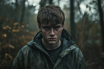 Travel and rest in forest generative AI image