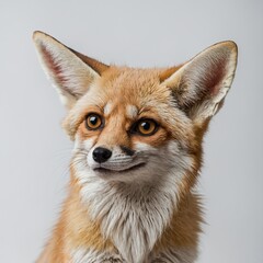Fototapeta premium A curious fennec fox on a white background.