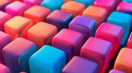 A colorful, abstract background of bright, 3D cubes in various colors.