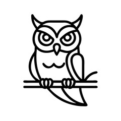 owl in a tree icon, owl in a tree line art - simple line art of owl in a tree, perfect for owl in a tree logos and icons and themed design