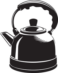Electric kettle vector silhouette illustration on white background