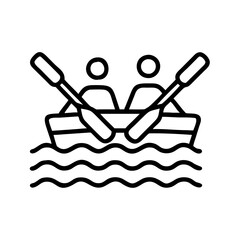river rafting icon, river rafting line art - simple line art of river rafting, perfect for river rafting logos and icons and themed design
