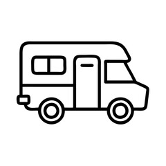 rv camper icon, rv camper line art - simple line art of rv camper, perfect for rv camper logos and icons and themed design