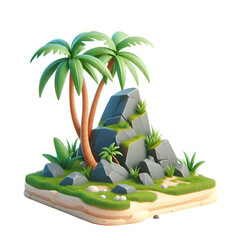 Obraz premium Tropical Island with Trees – Serene Nature