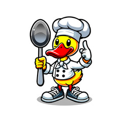 desain Animasi maskot bebek dengan Tema Koki