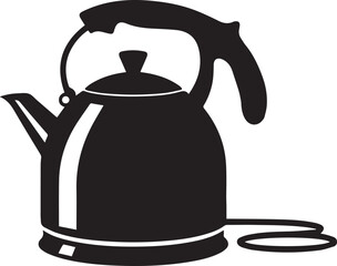 Electric kettle vector silhouette illustration on white background
