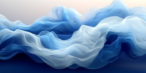 Obraz premium Abstract blue silk waves, flowing fabric, elegant design, calming background