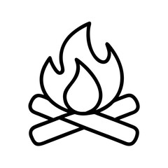 campfire icon, campfire line art - simple line art of campfire, perfect for campfire logos and icons and themed design