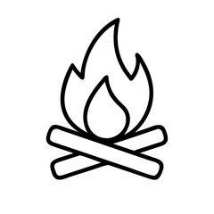 campfire icon, campfire line art - simple line art of campfire, perfect for campfire logos and icons and themed design