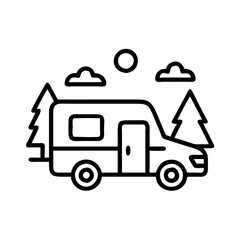 campground rv hookup icon, campground rv hookup line art - simple line art of campground rv hookup, perfect for campground rv hookup logos and icons and themed design