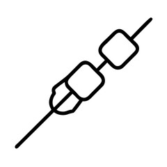 marshmallow roasting stick icon, marshmallow roasting stick line art - simple line art of marshmallow roasting stick, perfect for marshmallow roasting stick logos and icons and themed design