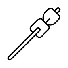 marshmallow roasting stick icon, marshmallow roasting stick line art - simple line art of marshmallow roasting stick, perfect for marshmallow roasting stick logos and icons and themed design