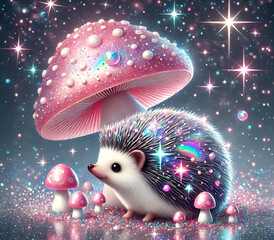 Tumbler Wrap Pink Mushroom Hedgehog 20 oz Skinny Tumbler Sublimation Design Holographic Hedgehog Png Tumbler Design Download