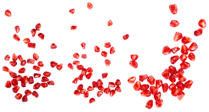 pomegranate seeds isolated on white background