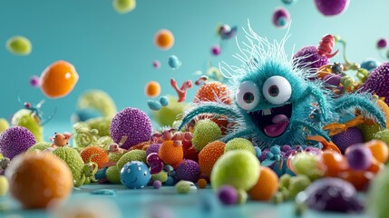 Playful creative logo for children's brand featuring colorful characters digital art cheerful environment whimsical viewpoint