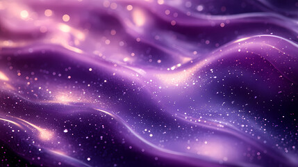 Obraz premium The background is purple in tone. The liquid with shades of purple and silver flows gracefully as if swimming in beautiful flowing lines. 