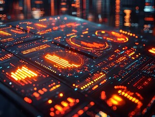 Vibrant Digital Dashboard with Upward Financial Data Trends and Successful Investments