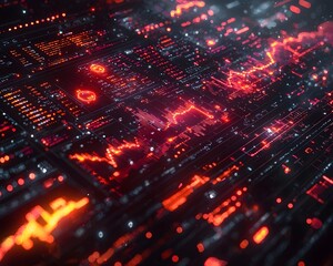 Glowing Digital Financial Assistant Visualizing Upward Growth Trends for Intelligent Business Decisions