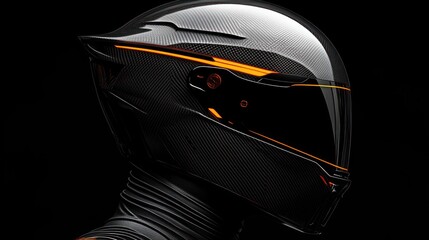 Futuristic carbon fiber racing helmet.