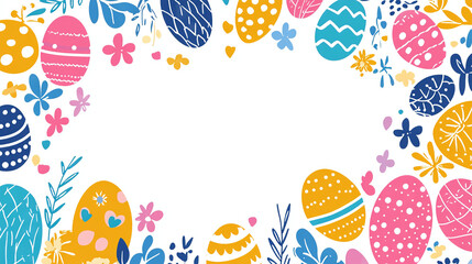 Easter eggs border with white background.
