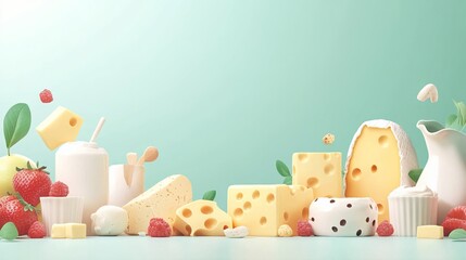 Obraz premium Deliciously Arranged Assortment of Cheeses and Fresh Fruits on Elegant Wooden Table for Gourmet Feast