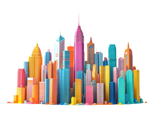 Dynamic Clay Model of the Hong Kong Skyline on Transparent Background