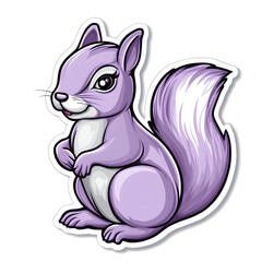 Obraz premium Modern Minimal Purple Squirrel Sticker on White Background
