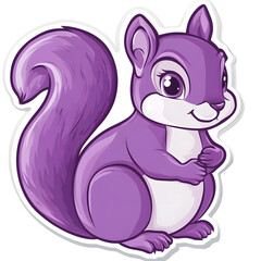 Fototapeta premium Purple Squirrel Sticker Vector Art on White Background