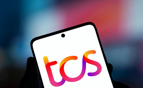 Dhaka, Bangladesh- 9 Jan 2025: Tcs logo is displayed on smartphone. Tata Consultancy Services (TCS) is an Indian multinational technology company.