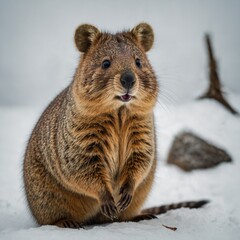 Fototapeta premium A beautiful quokka on a white background.