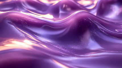 Obraz premium The background is purple in tone. The liquid with shades of purple and silver flows gracefully as if swimming in beautiful flowing lines. 