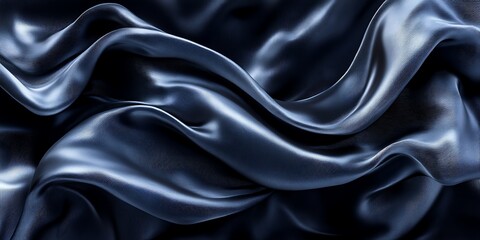 Obraz premium Dark blue silk fabric waves, elegant texture background, luxury design