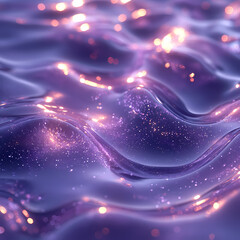Fototapeta premium The background is purple in tone. The liquid with shades of purple and silver flows gracefully as if swimming in beautiful flowing lines. 