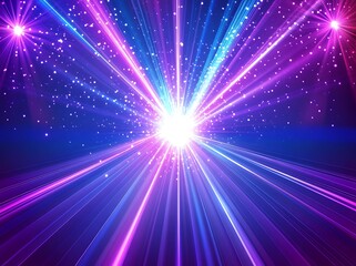 Naklejka premium Light rays background with blue and purple colors, neon laser light effects for a party or festive greeting card design.