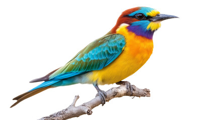 Obraz premium A colorful bird with a blue and yellow beak isolated on a transparent or white background