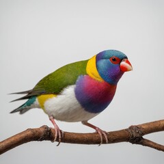 Fototapeta premium A colorful gouldian finch on a white background.