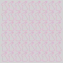 PINK BUNNIES ON GREY DESIGN PATTERN