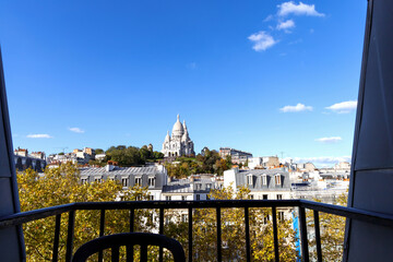 View to the streets of Montmartre and roofs of buildings in Paris, France