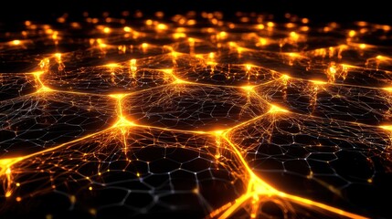 Dynamic Nano Particles Forming Glowing Networks in Abstract Digital Space