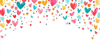 Valentine heart border with white background.