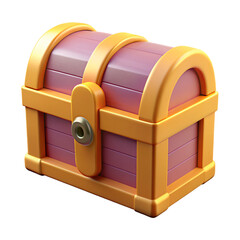 Colorful Treasure Chest in 3D Design with Bright Colors and Details