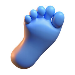 Blue Cartoon Footprint with Five Toes on a White Background