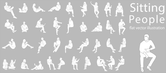Flat vector illustration collection pack of people sitting