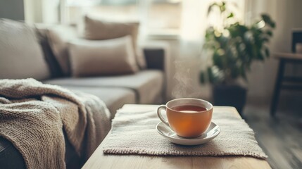 Warm Tea in Cozy Living Room Setting