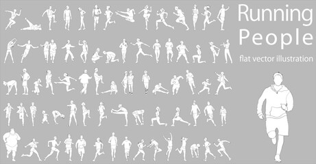Flat vector illustration collection pack of people jogging