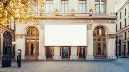 Digital Billboard Mockup Displayed in Front of an Elegant Architecture in a Serene Urban Setting...